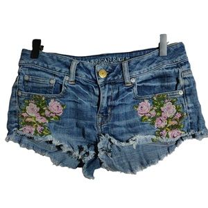 American eagle flora embroidered shorts